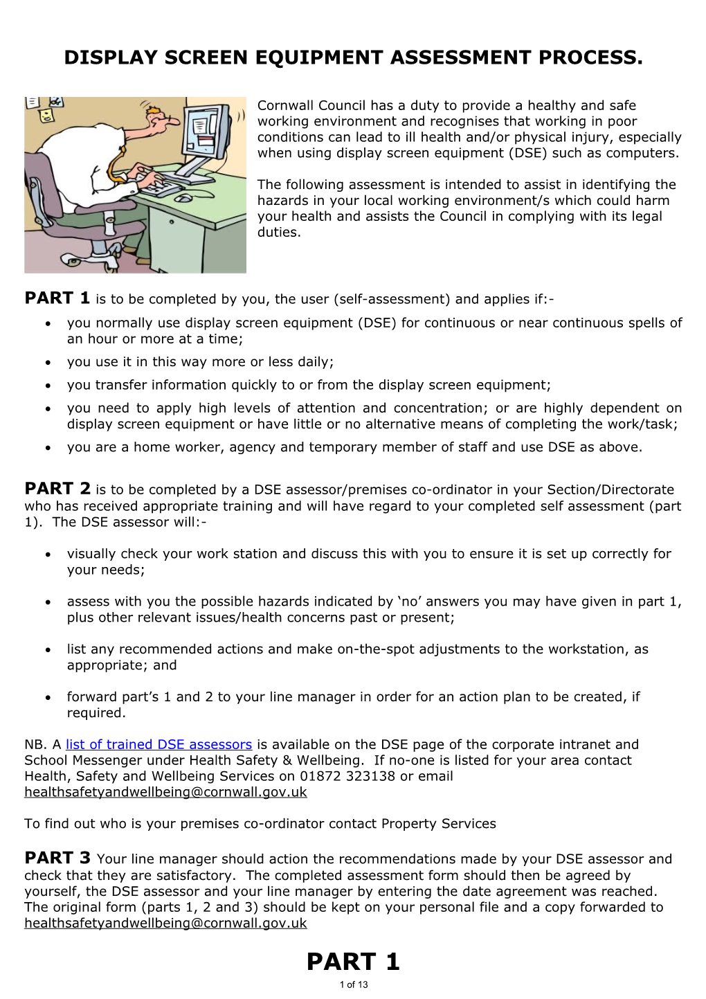 Workstation Self Assessment Checklist For Staff