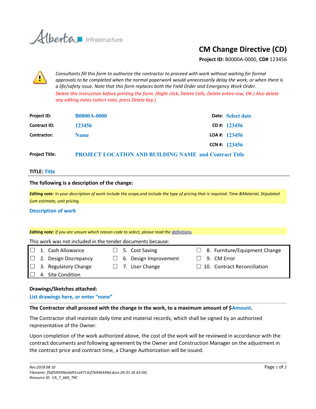 Change Directive Template