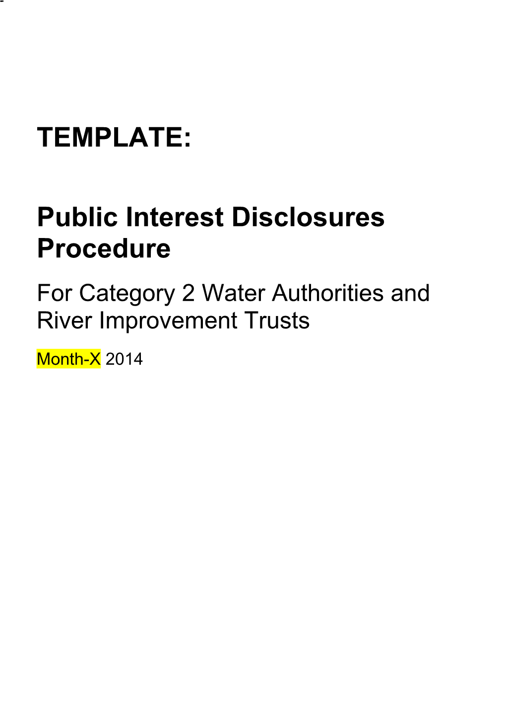 Template Policy and Procedure for Managing Public Interest Disclosures