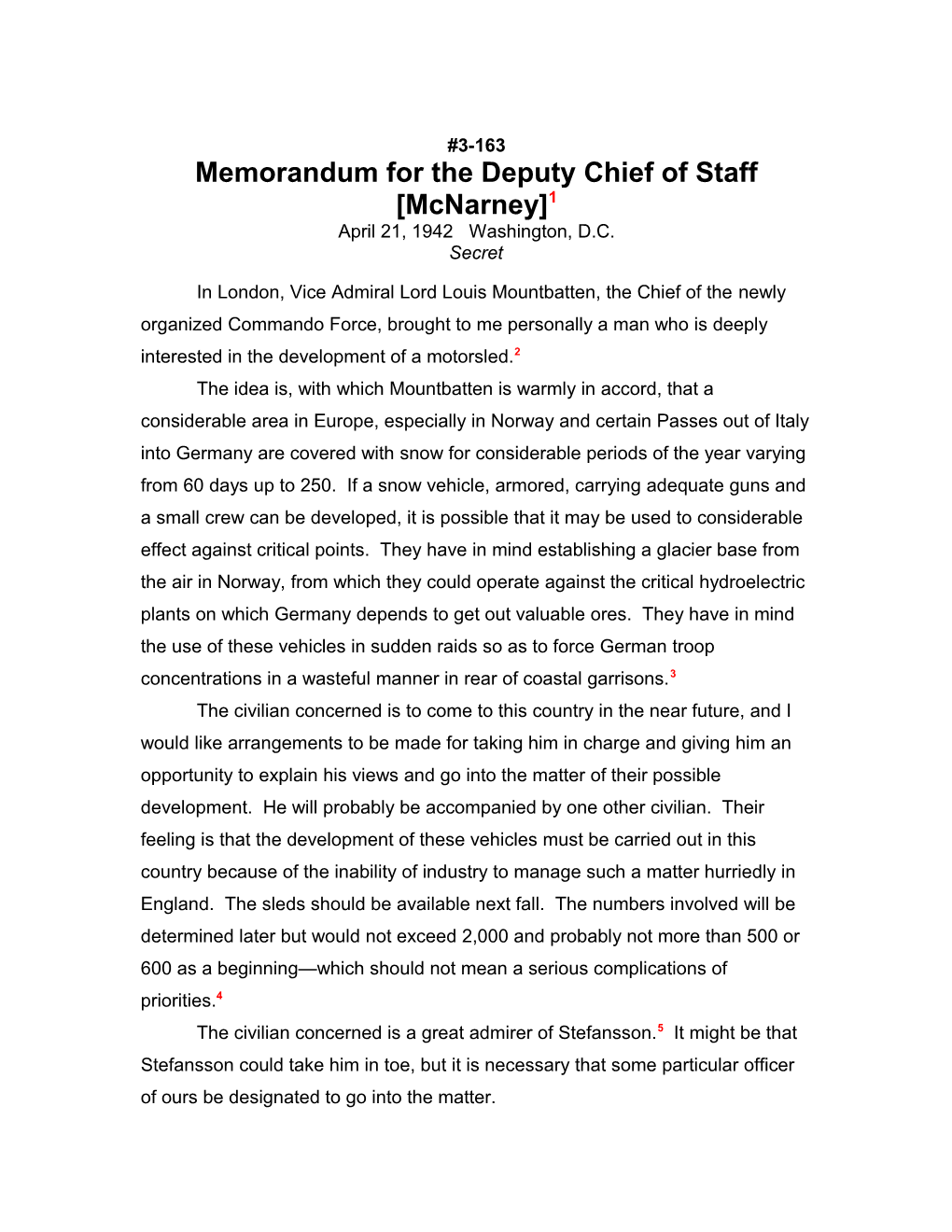 Memorandum for the Deputy Chief of Staff Mcnarney 1