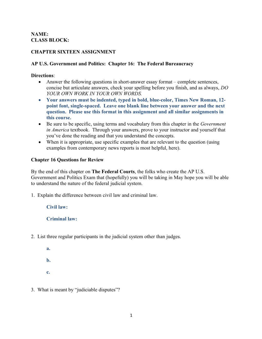 AP U.S. Government and Politics: Chapter 16: the Federal Bureaucracy