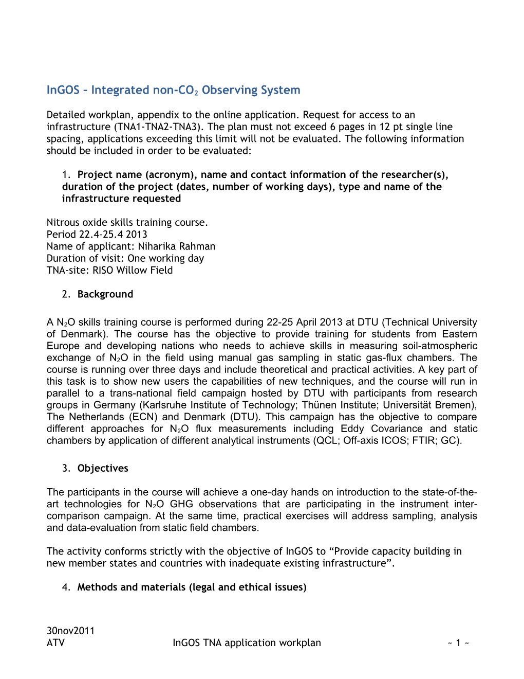 Ingos Integrated Non-CO2 Observing System