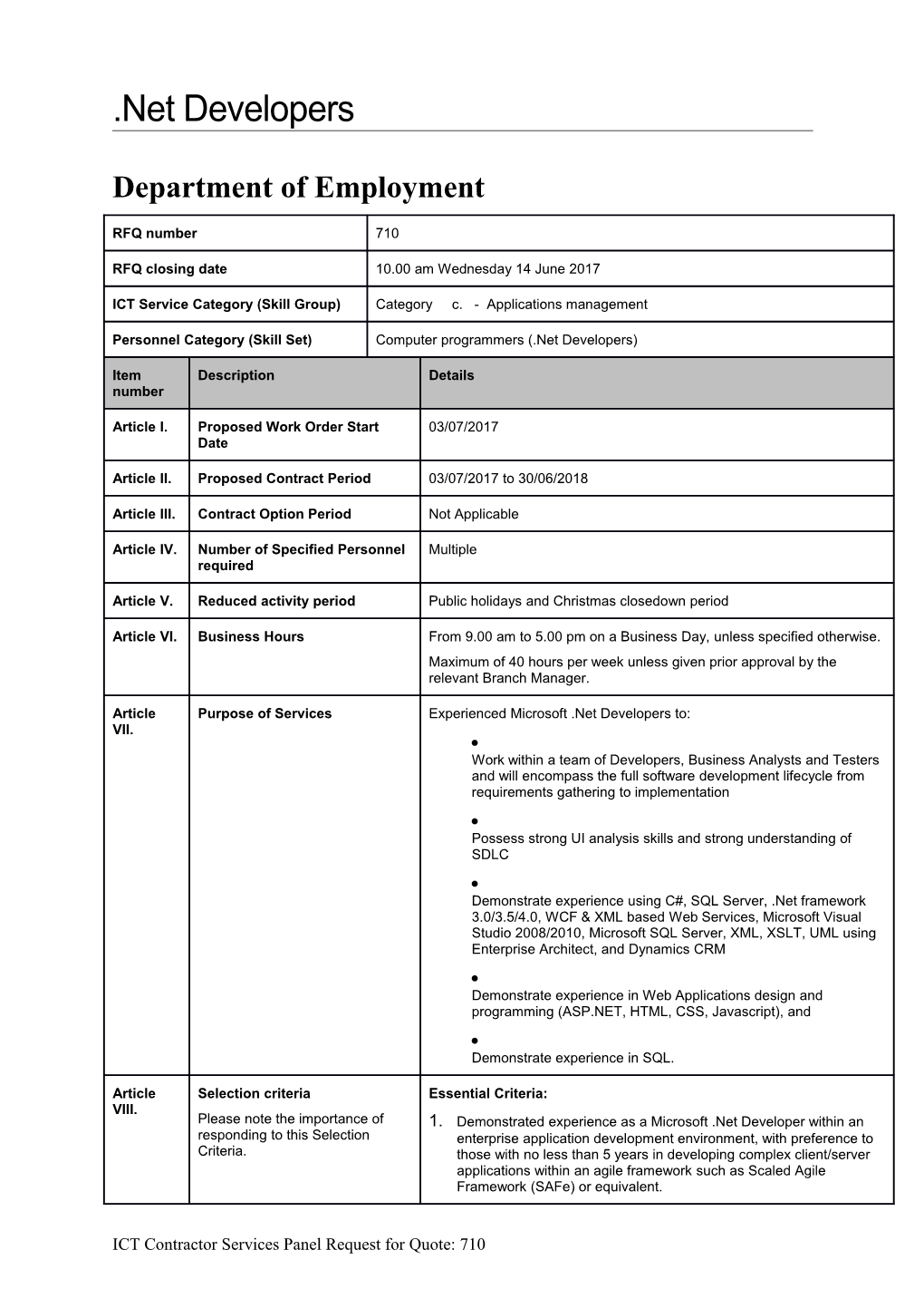 RFQ Template - Department of Employment