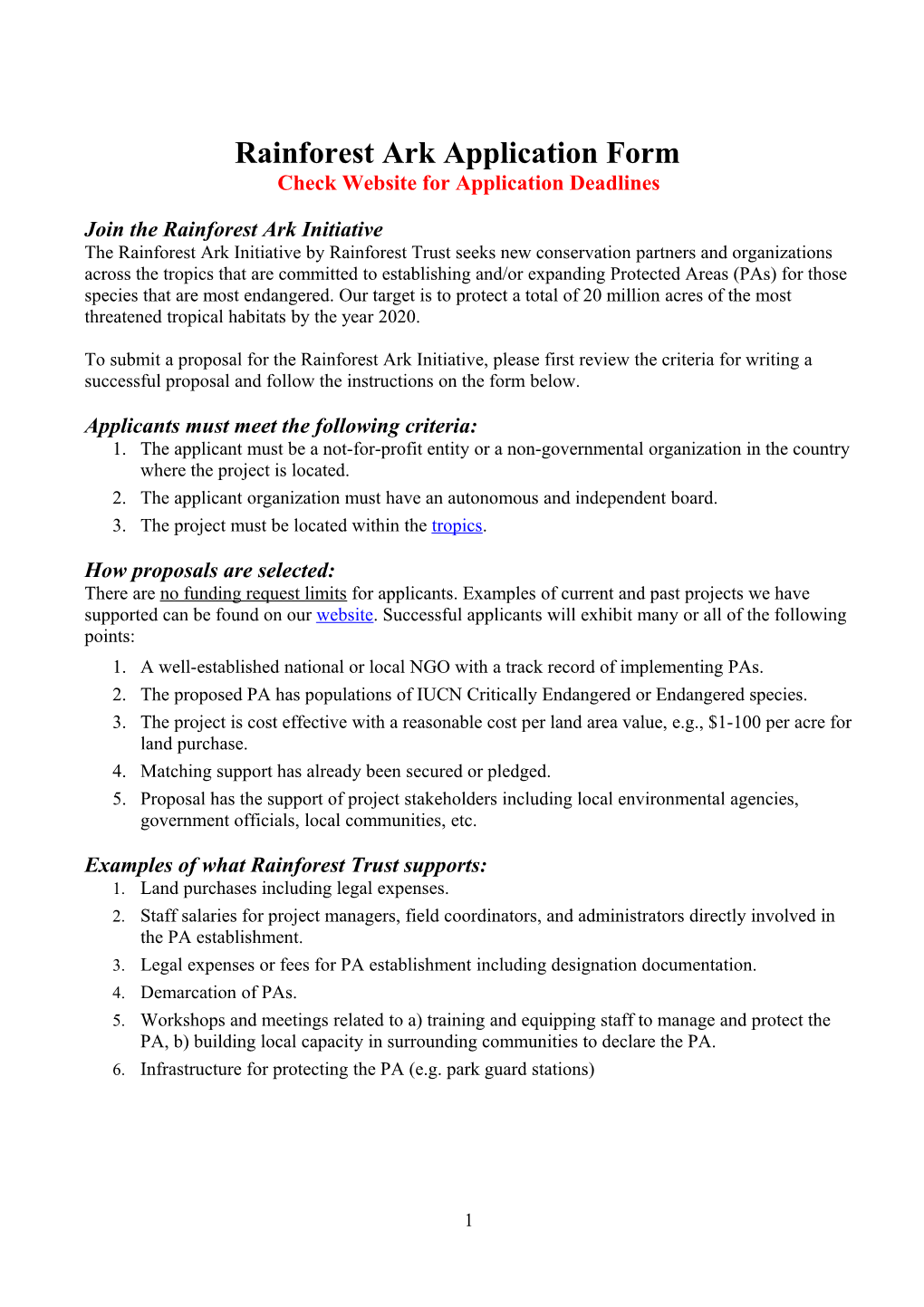 The BP Conservation Programme Application Form s1