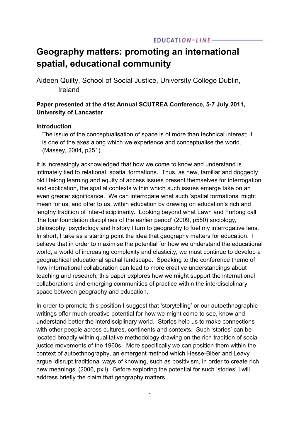 Aideen Quilty, School of Social Justice, University College Dublin, Ireland