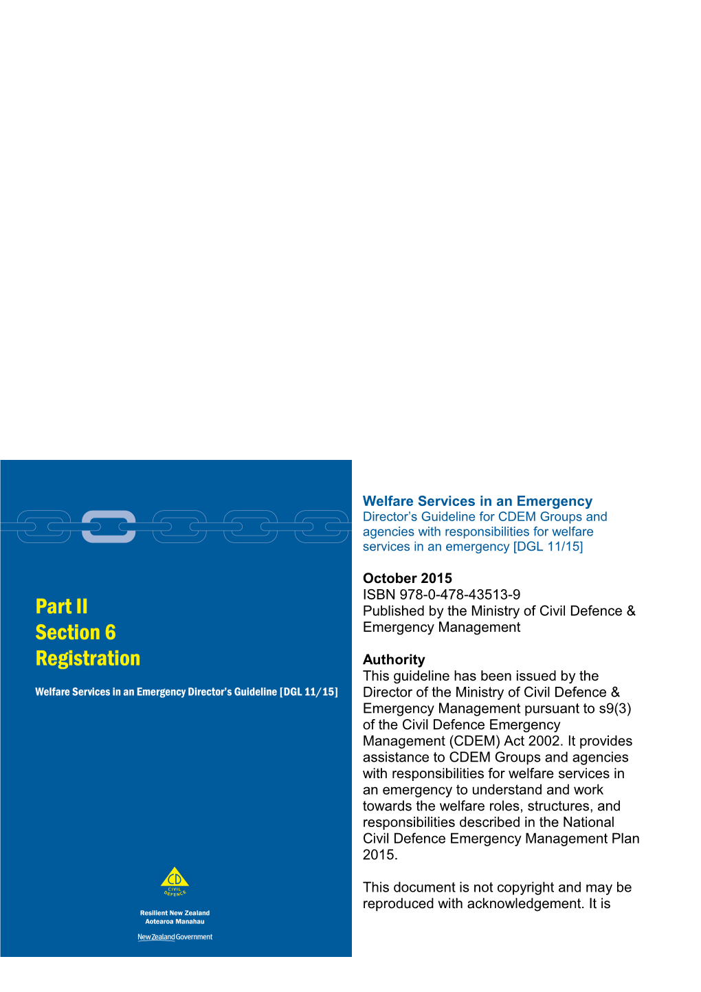 Welfare Services in an Emergency - Part II Section 6 Registration - November 2015 - Ministry
