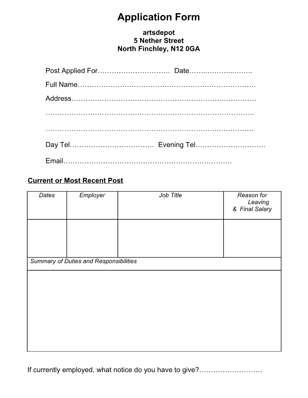 Application Form s95