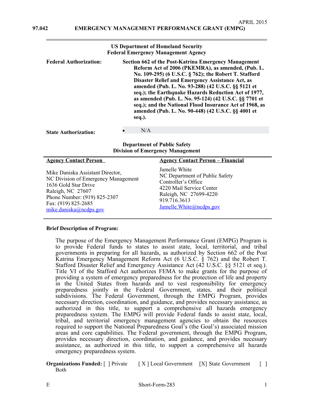 20.703 - DOT - Hazardouse Materials Emergency Preparedness (HMEP)