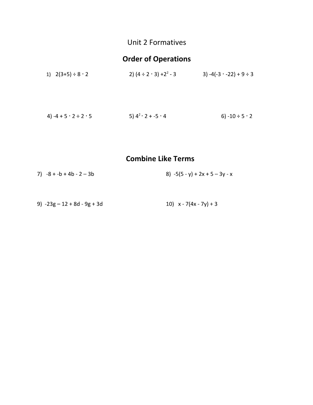 Order of Operations s1