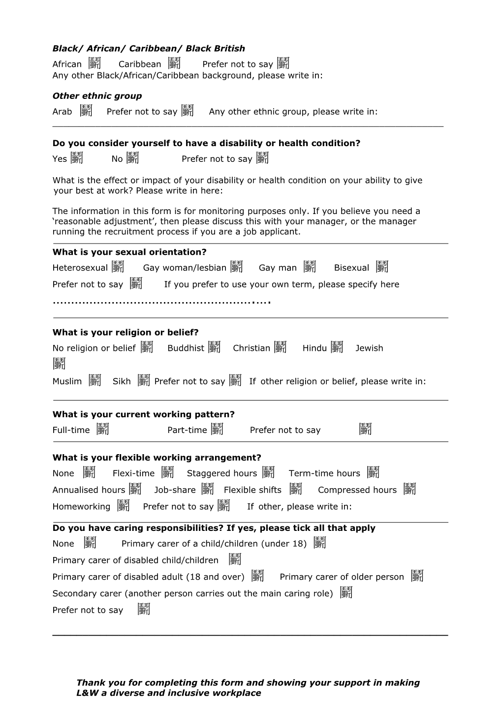 Annex a Sample Equal Opportunities Monitoring Form s3