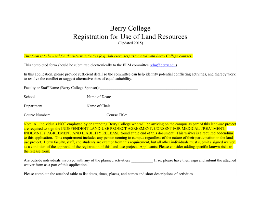 Registration for Use of Land Resources