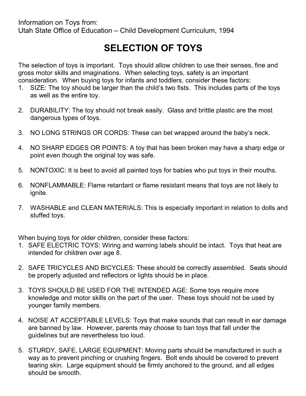 Information on Toys From