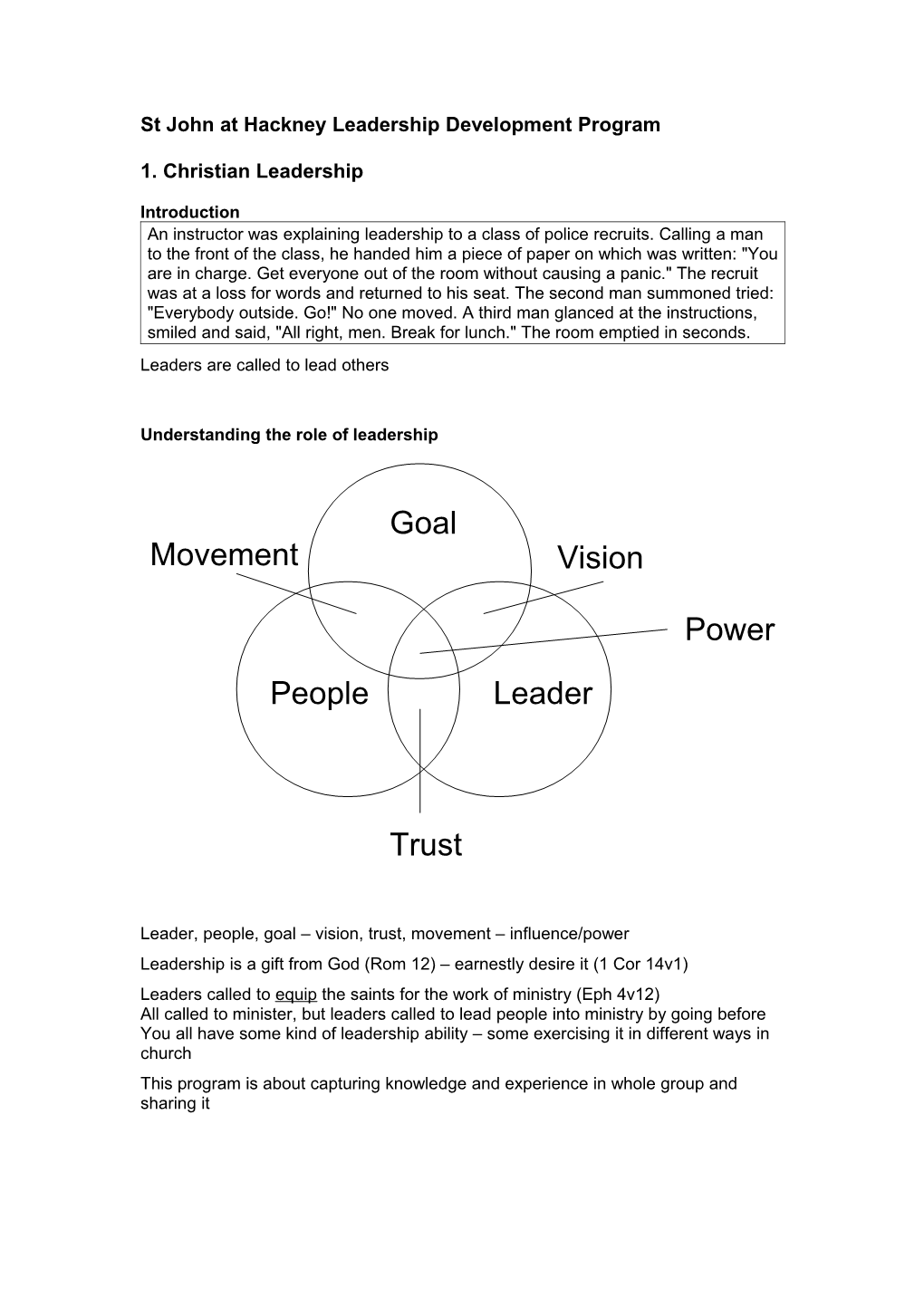 St Paul S Shadwell Leadership Development Program