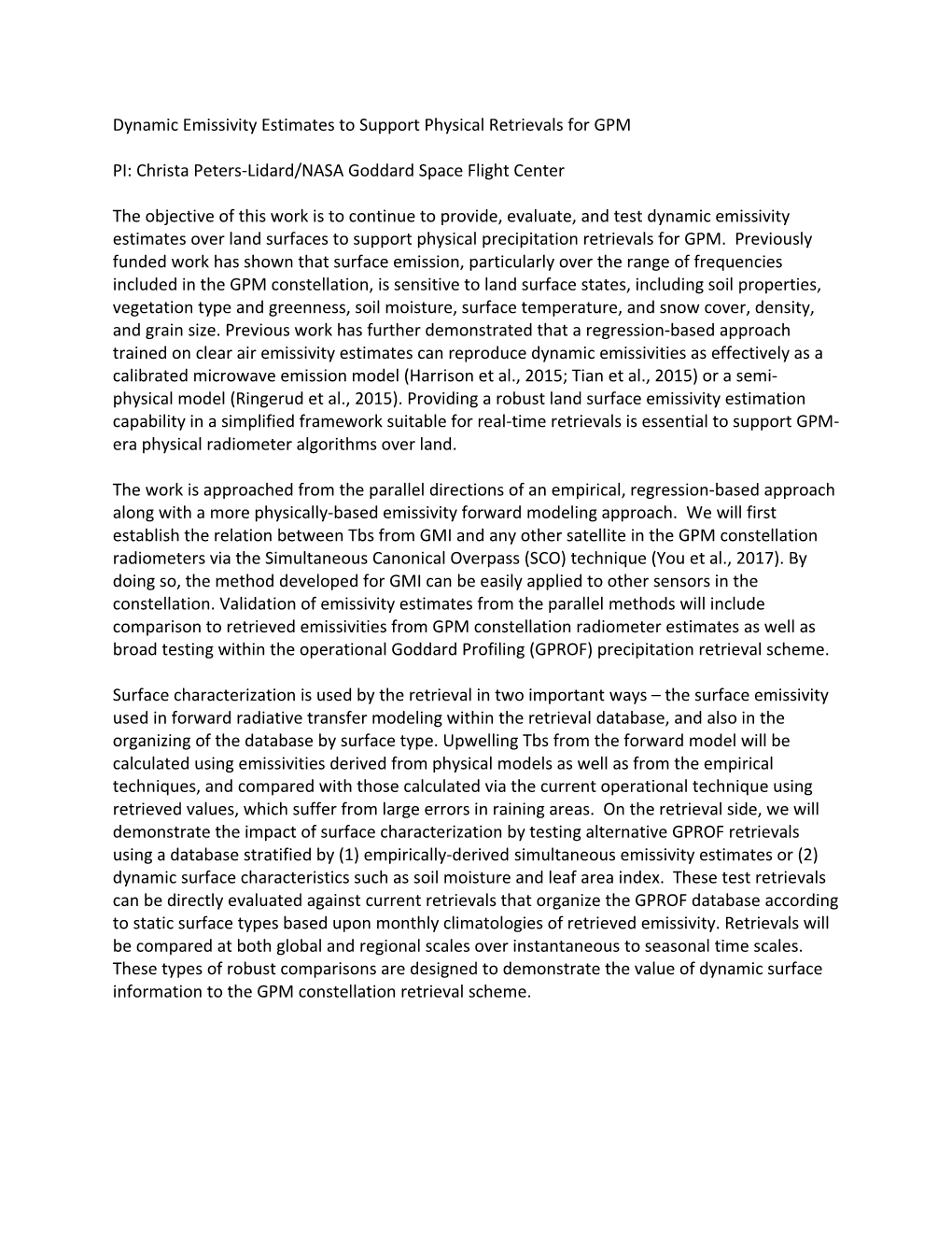 Dynamic Emissivity Estimates to Support Physical Retrievals for GPM