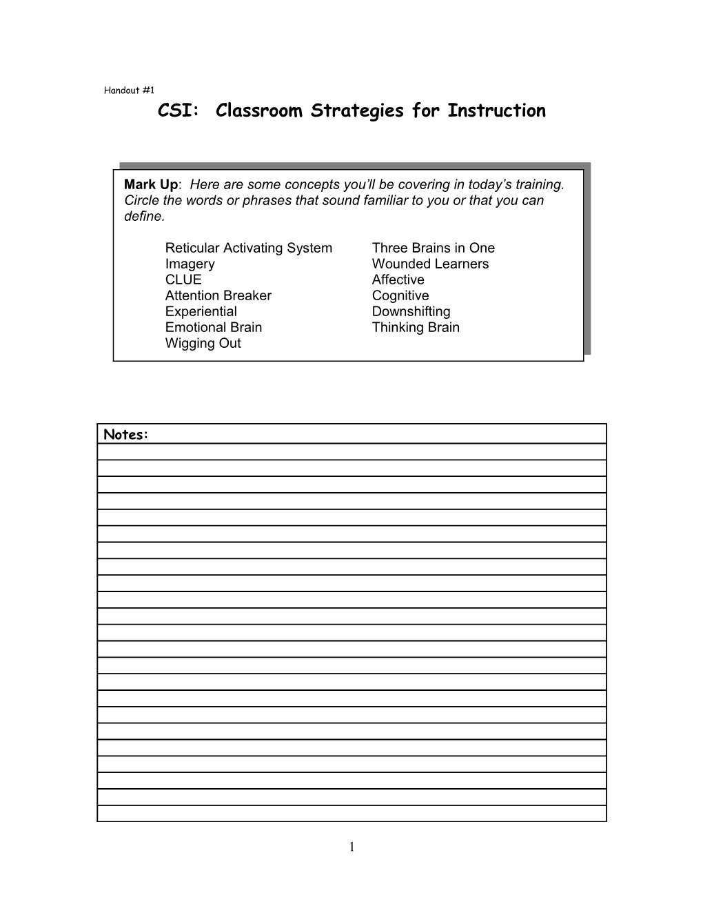 CSI: Classroom Strategies for Instruction