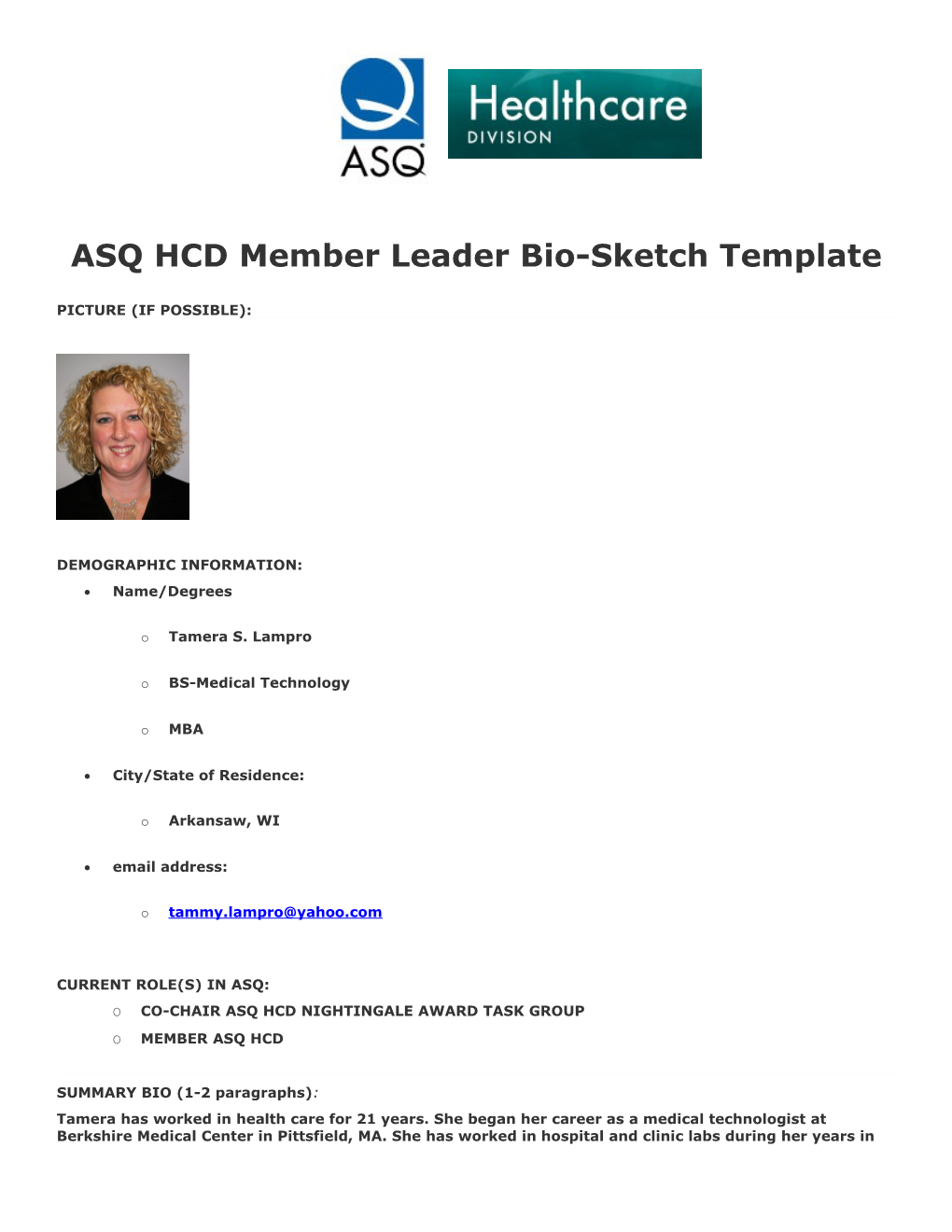 ASQ HCD Member Leader Bio-Sketch Template s1
