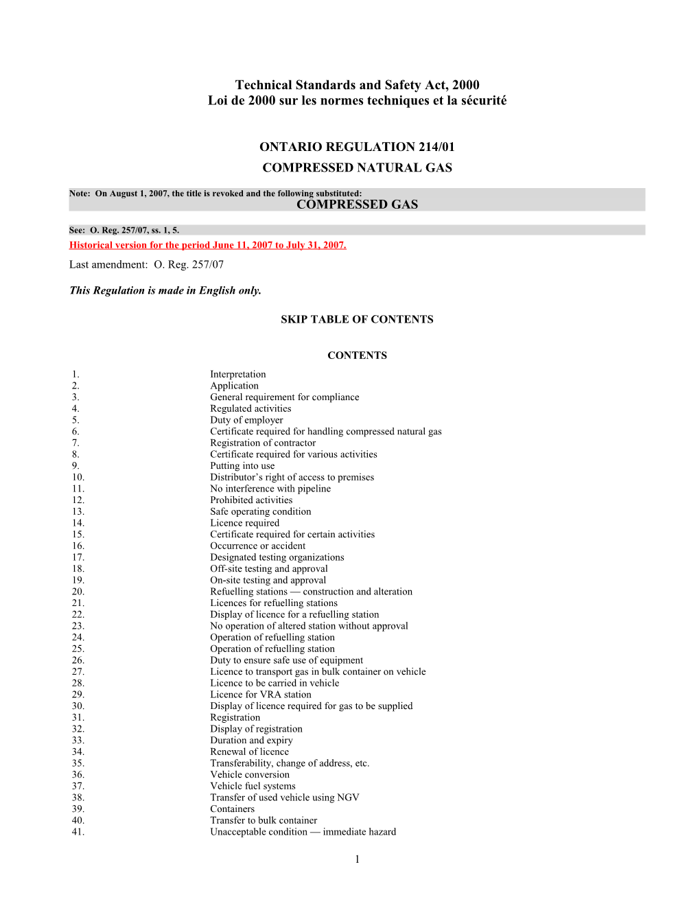 Technical Standards and Safety Act, 2000 - O. Reg. 214/01