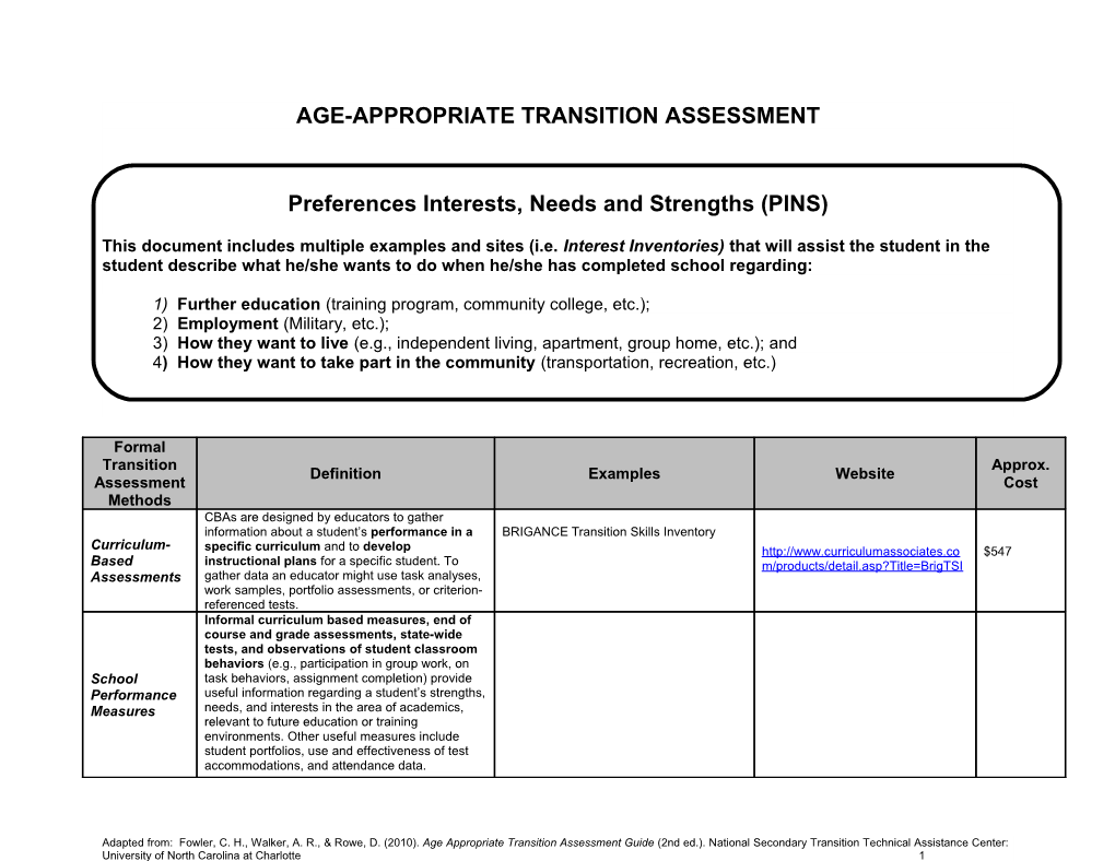Age-Appropriate Transition Assessment