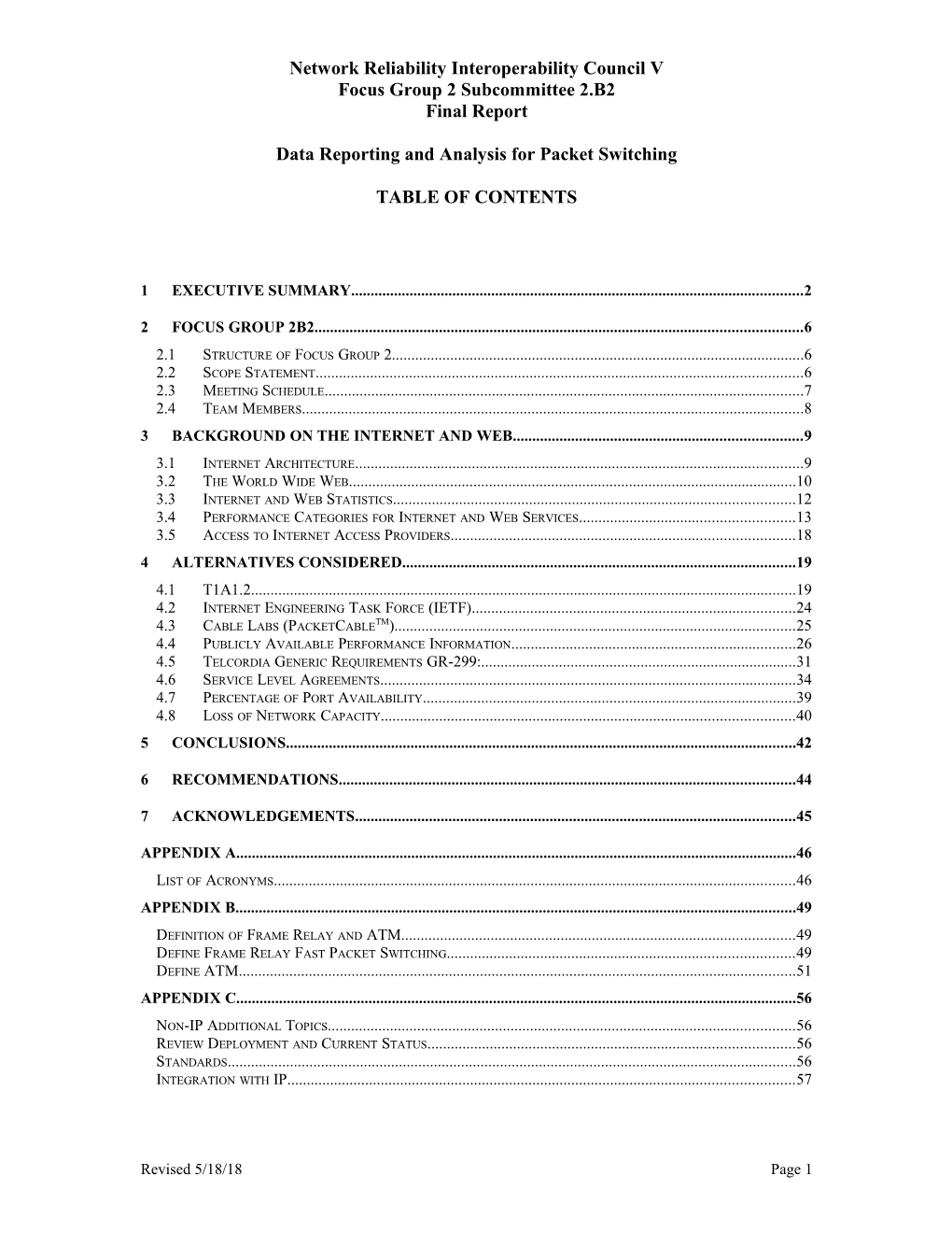 Network Reliability Interoperability Council V