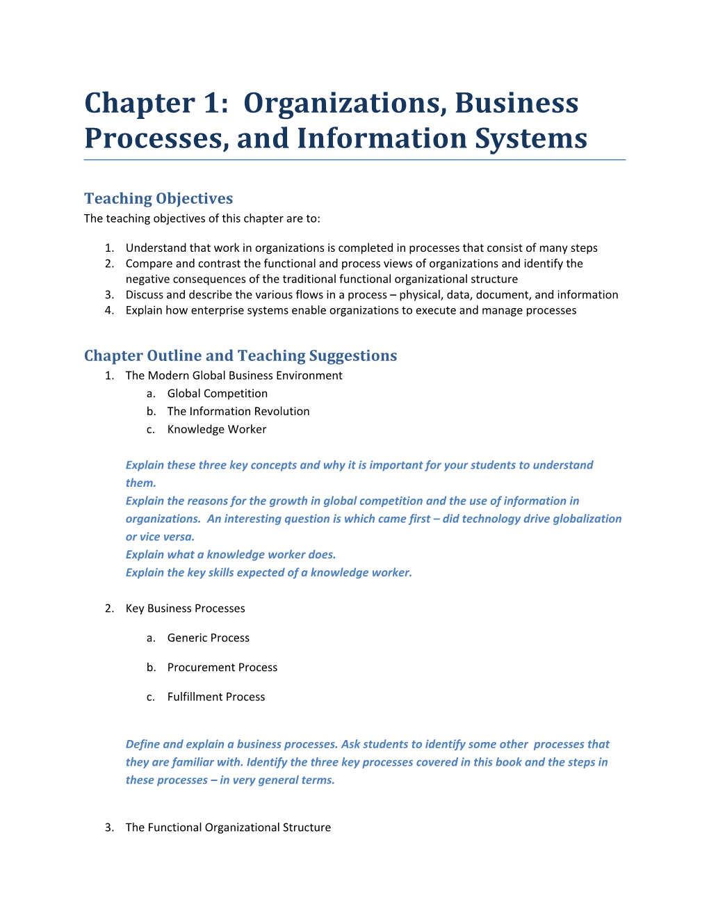 Chapter 1: Organizations, Business Processes, and Information Systems