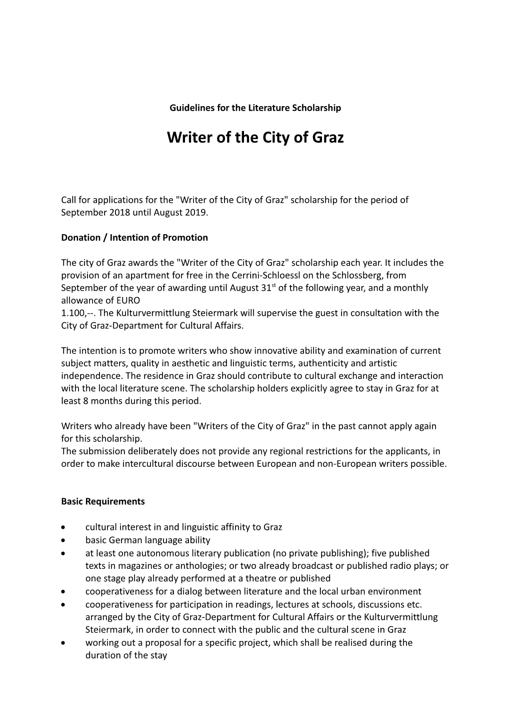 Guidelines Writer of the City of Graz