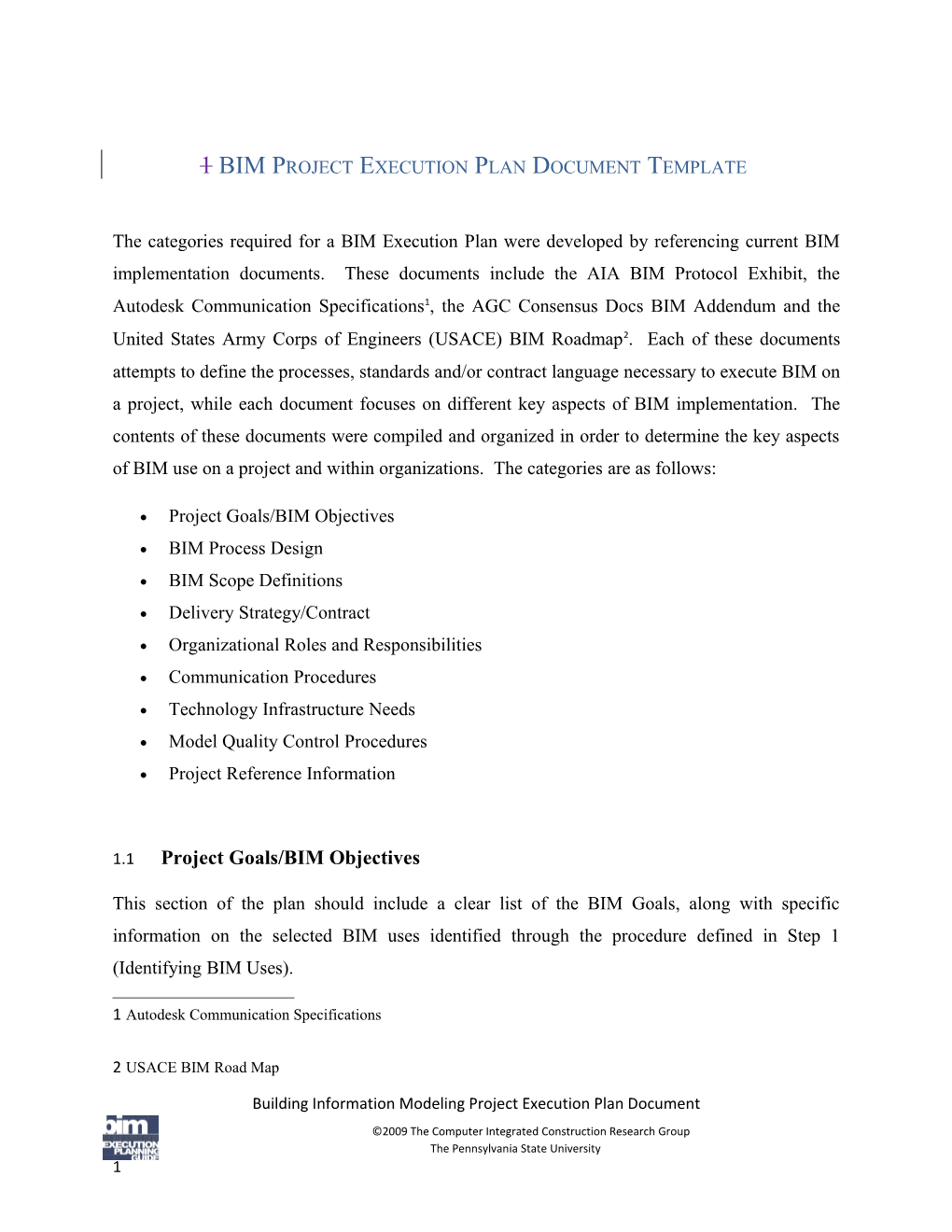 1 BIM Project Execution Plan Document Template