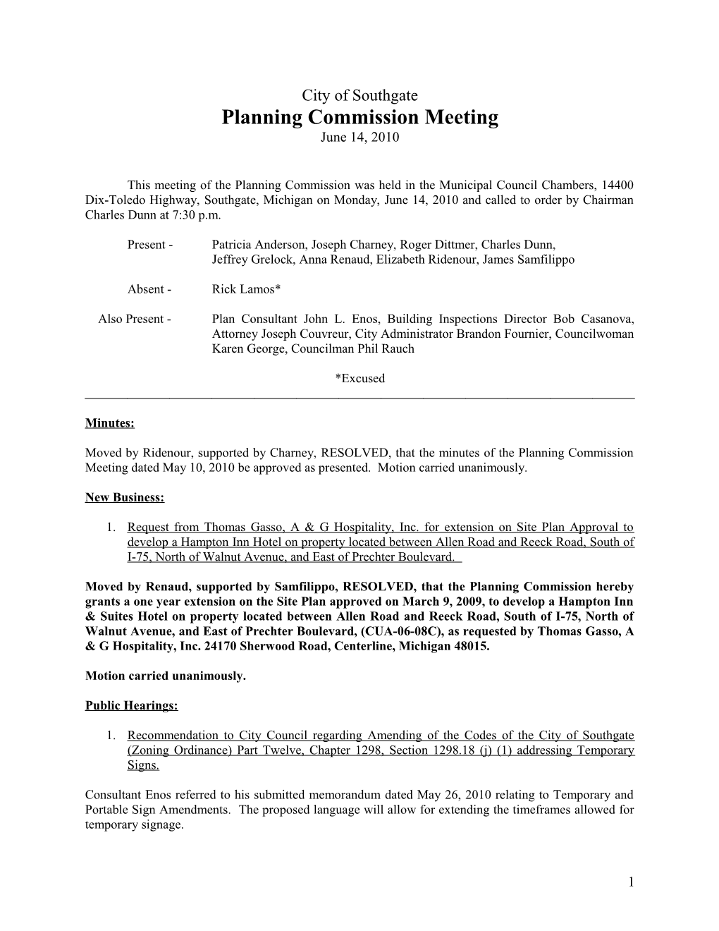 Planning Commission Meeting s2