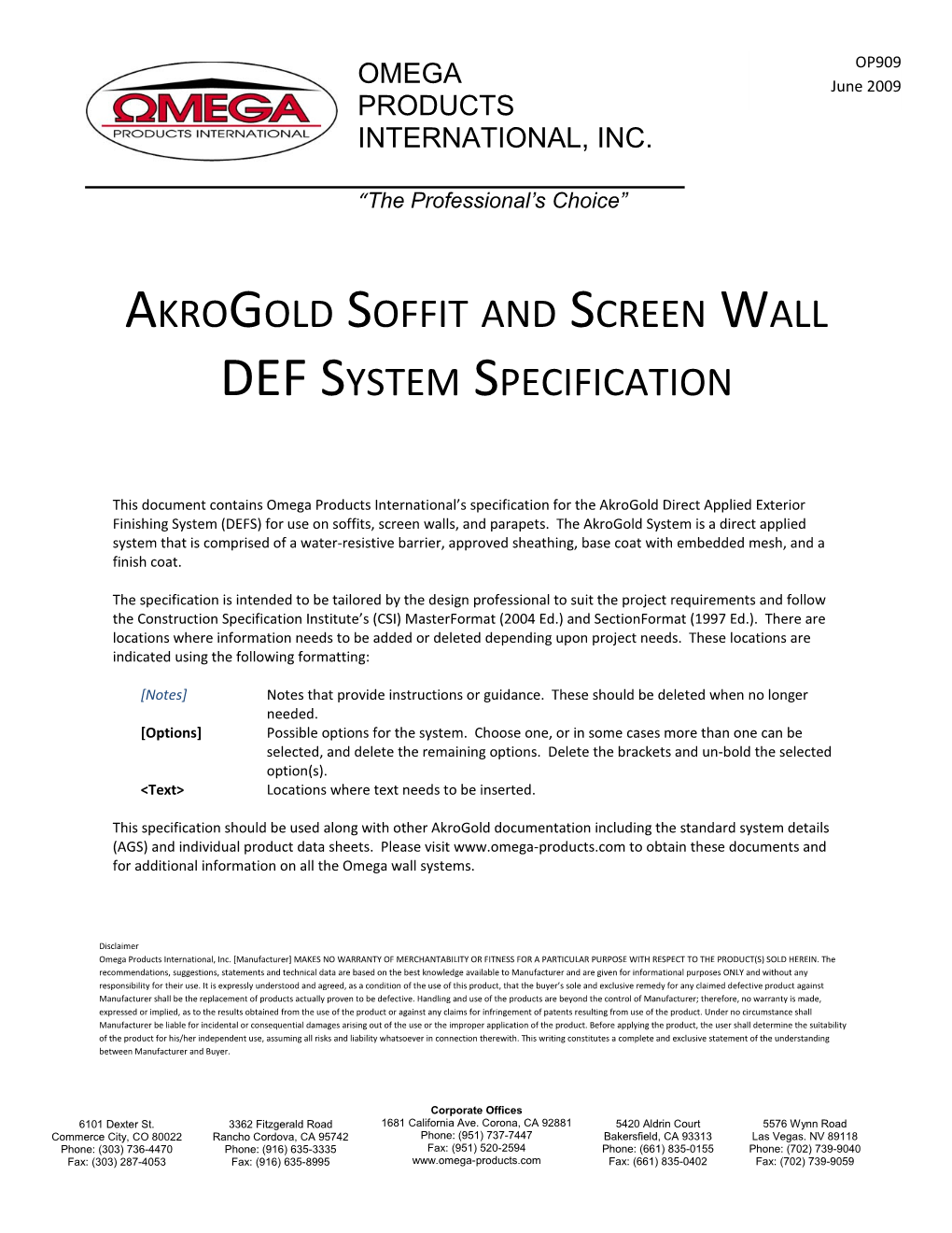 Akrogold Soffit and Screen Wall DEF System Specification