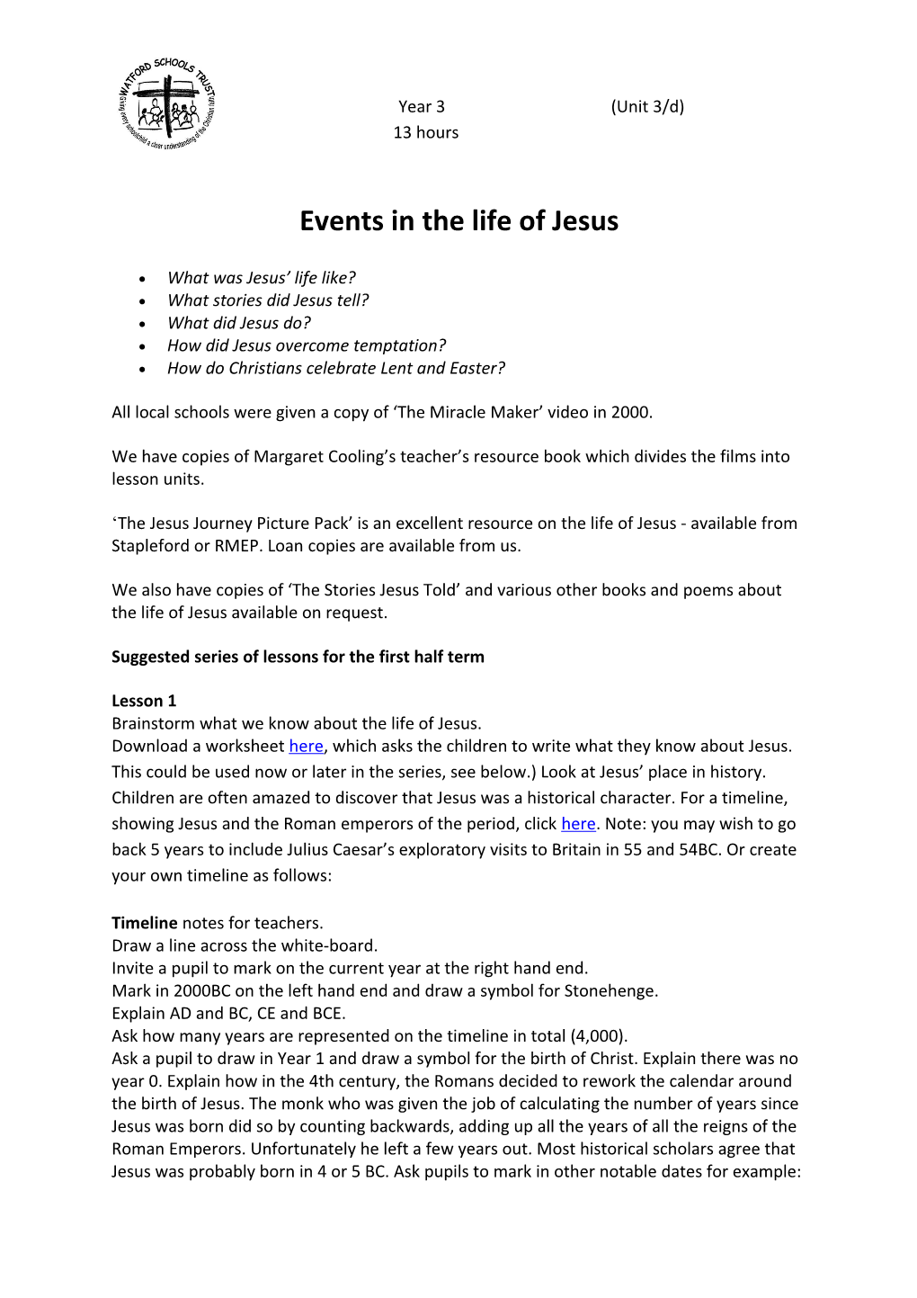 Events in the Life of Jesus