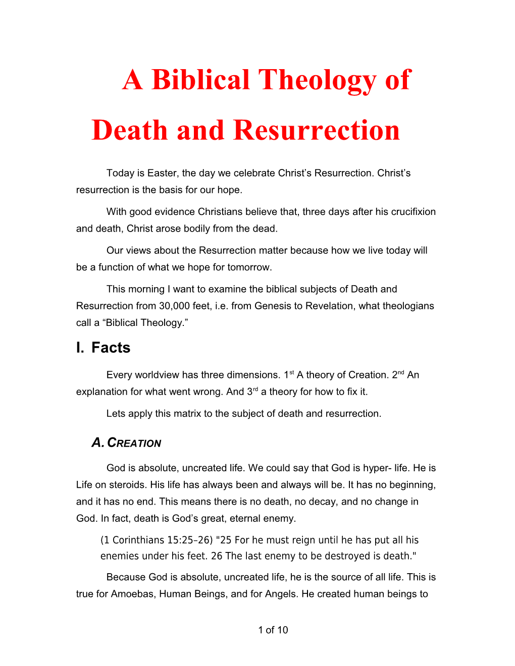 A Biblical Theology of Death and Resurrection