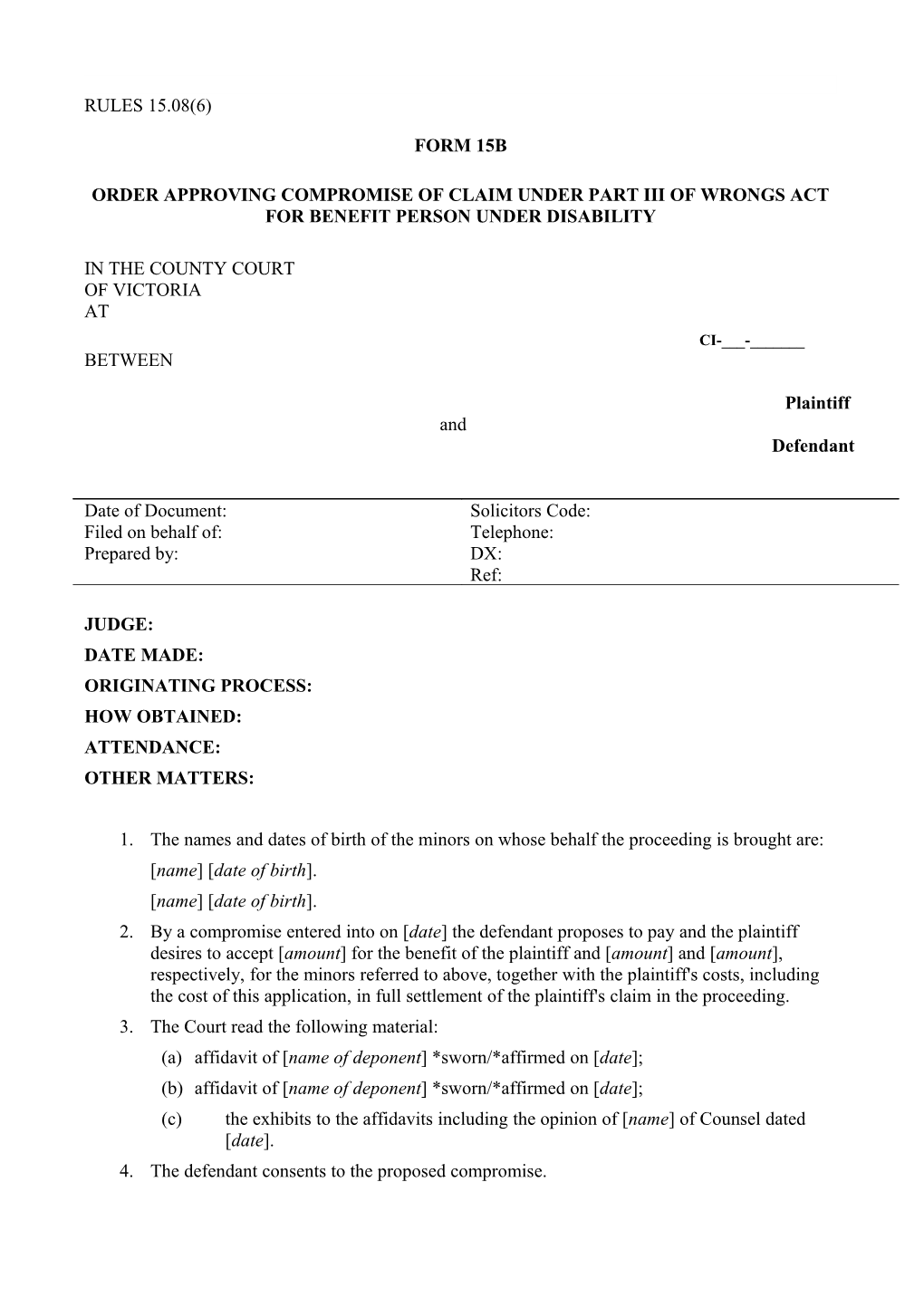 Affidavit of Documents - Prescribed Form