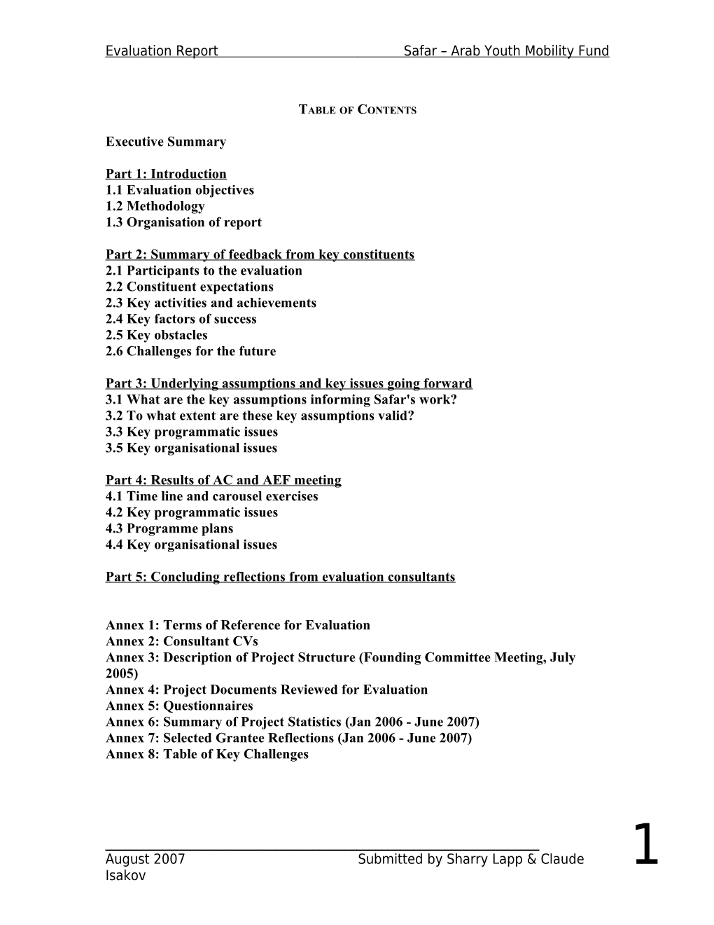 Informant Responses for Safar Fund Two-Year Evaluation