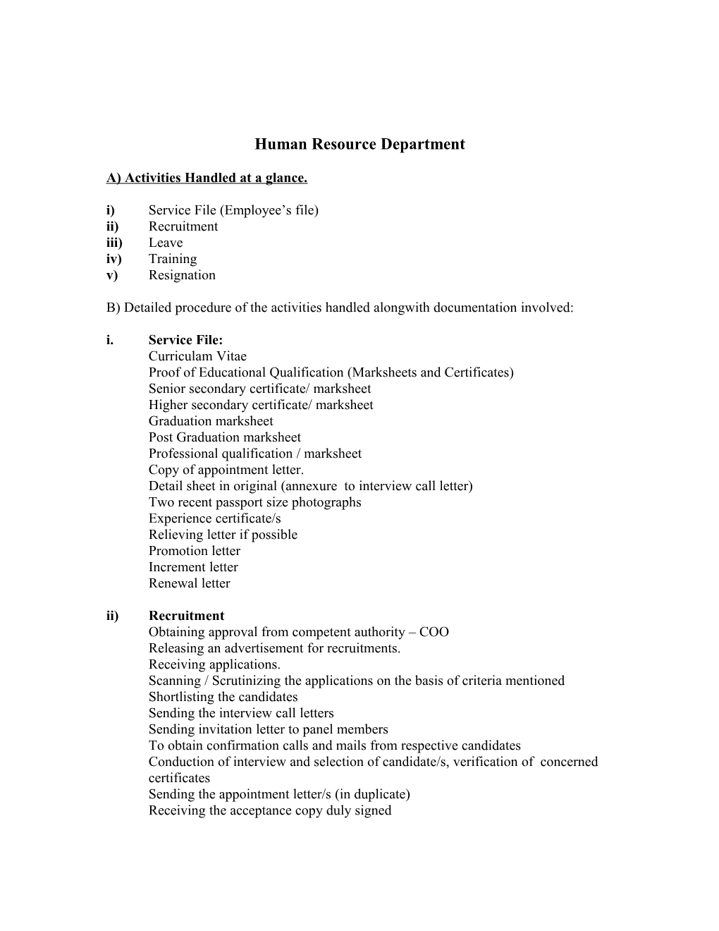 Human Resource ISO 9001
