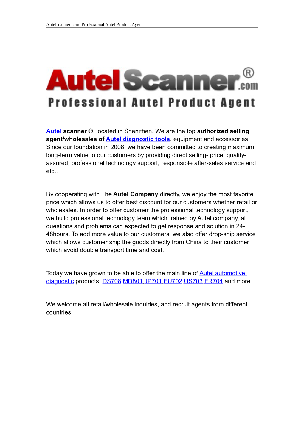 Autelscanner.Com Professional Autel Product Agent s2