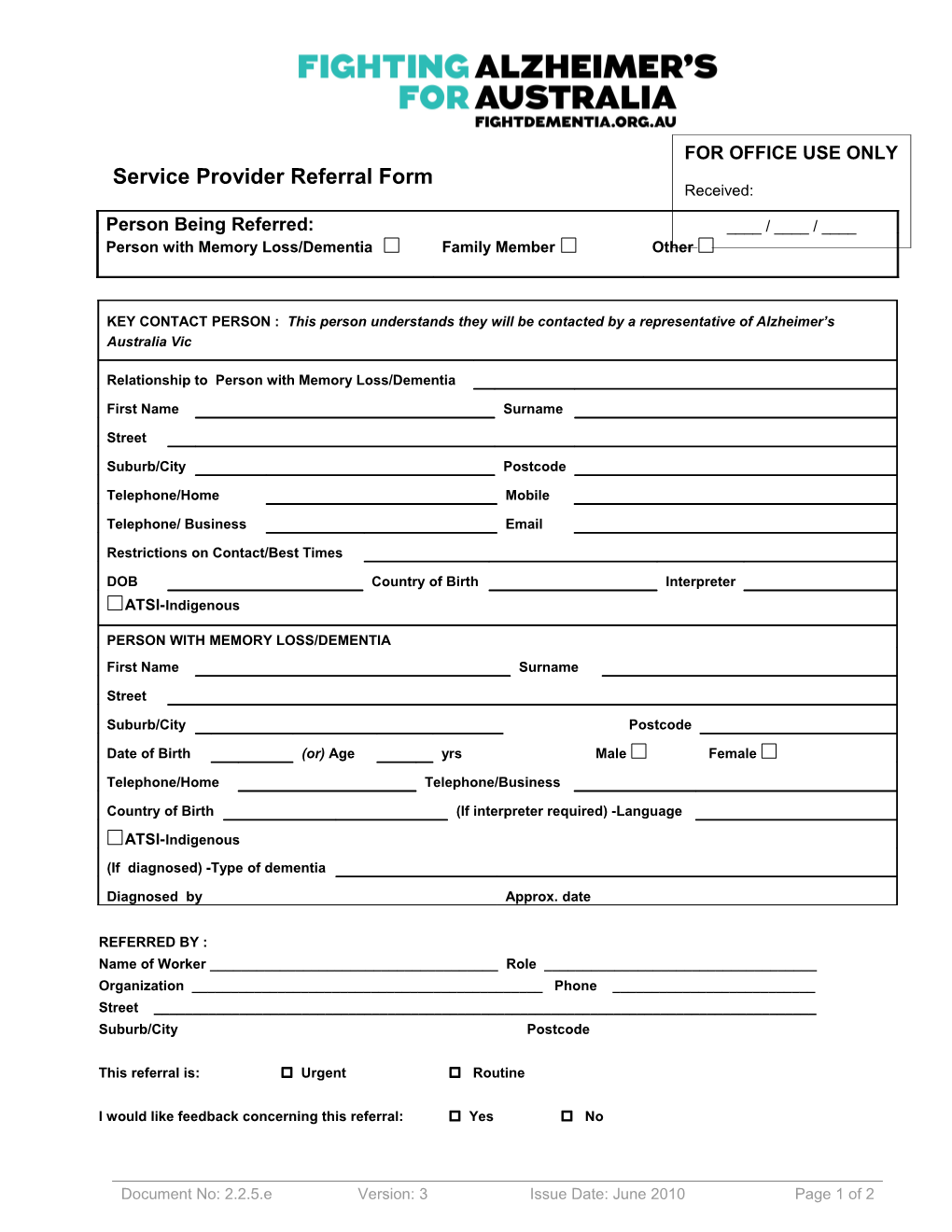 Service Provider Referral Form