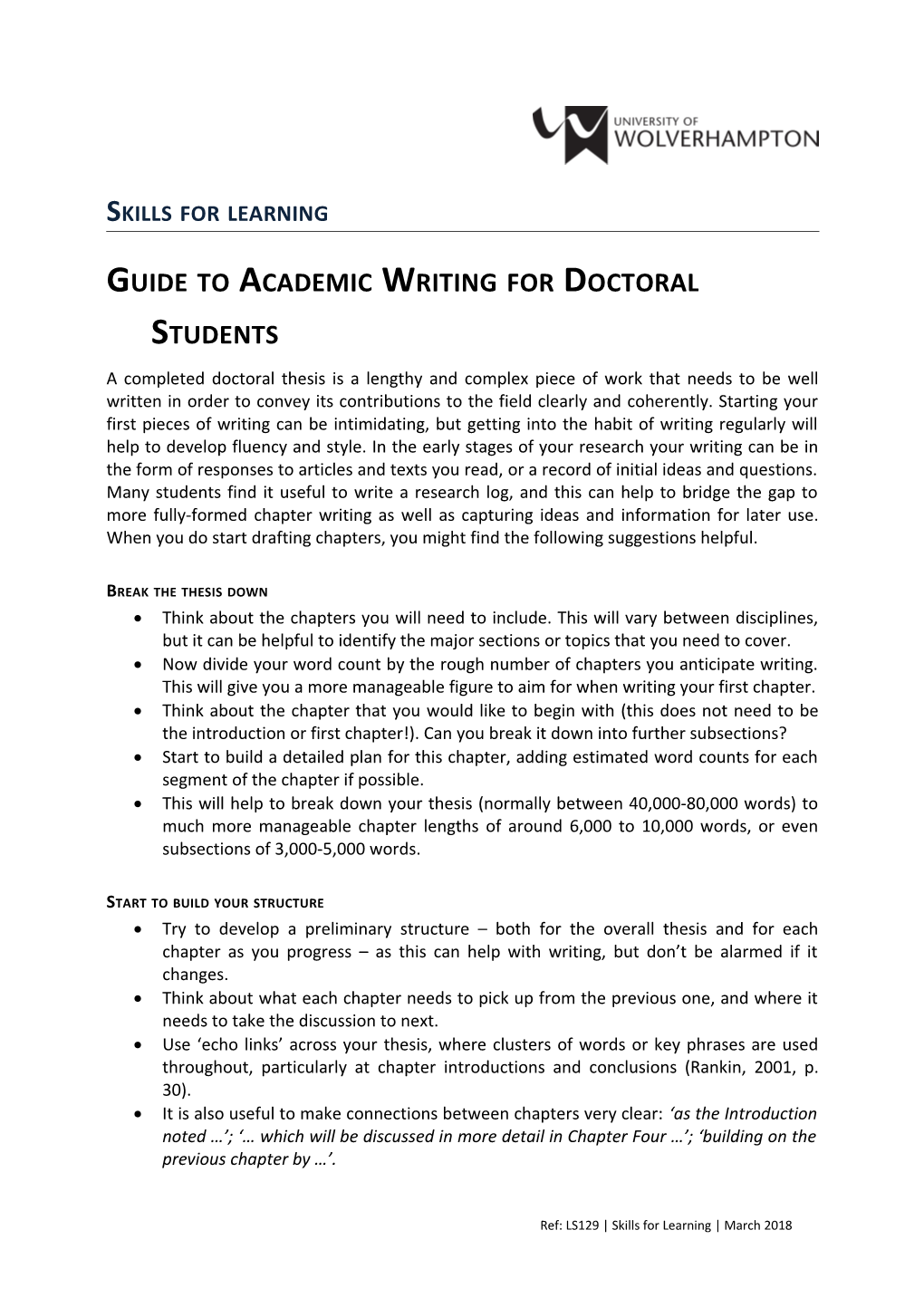Guide to Academic Writing for Doctoral Students