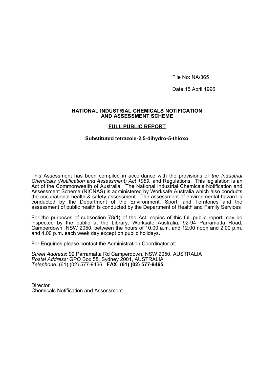 National Industrial Chemicals Notification s6
