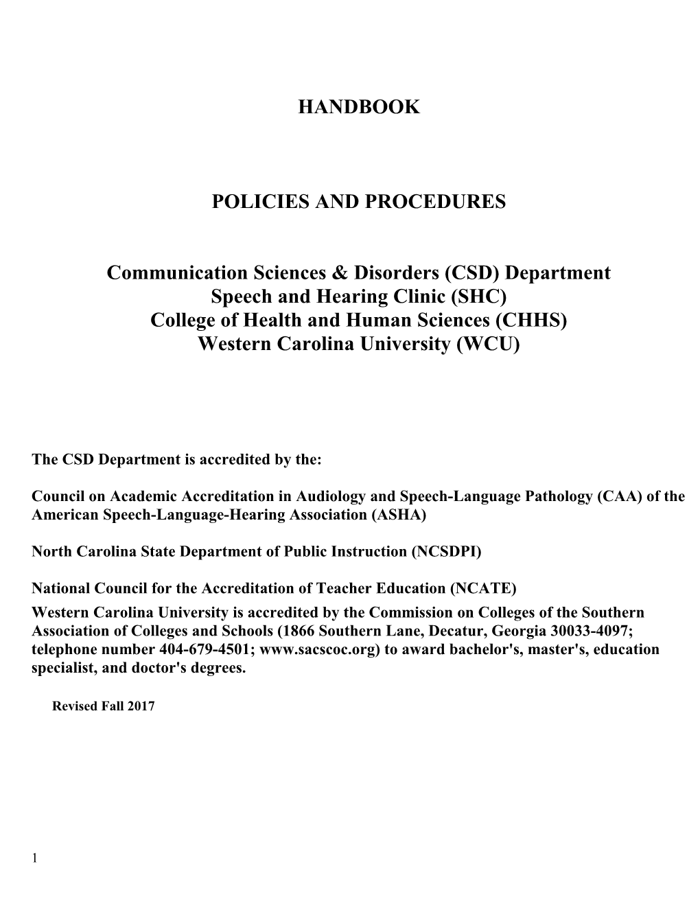 Communication Sciences & Disorders (CSD) Department