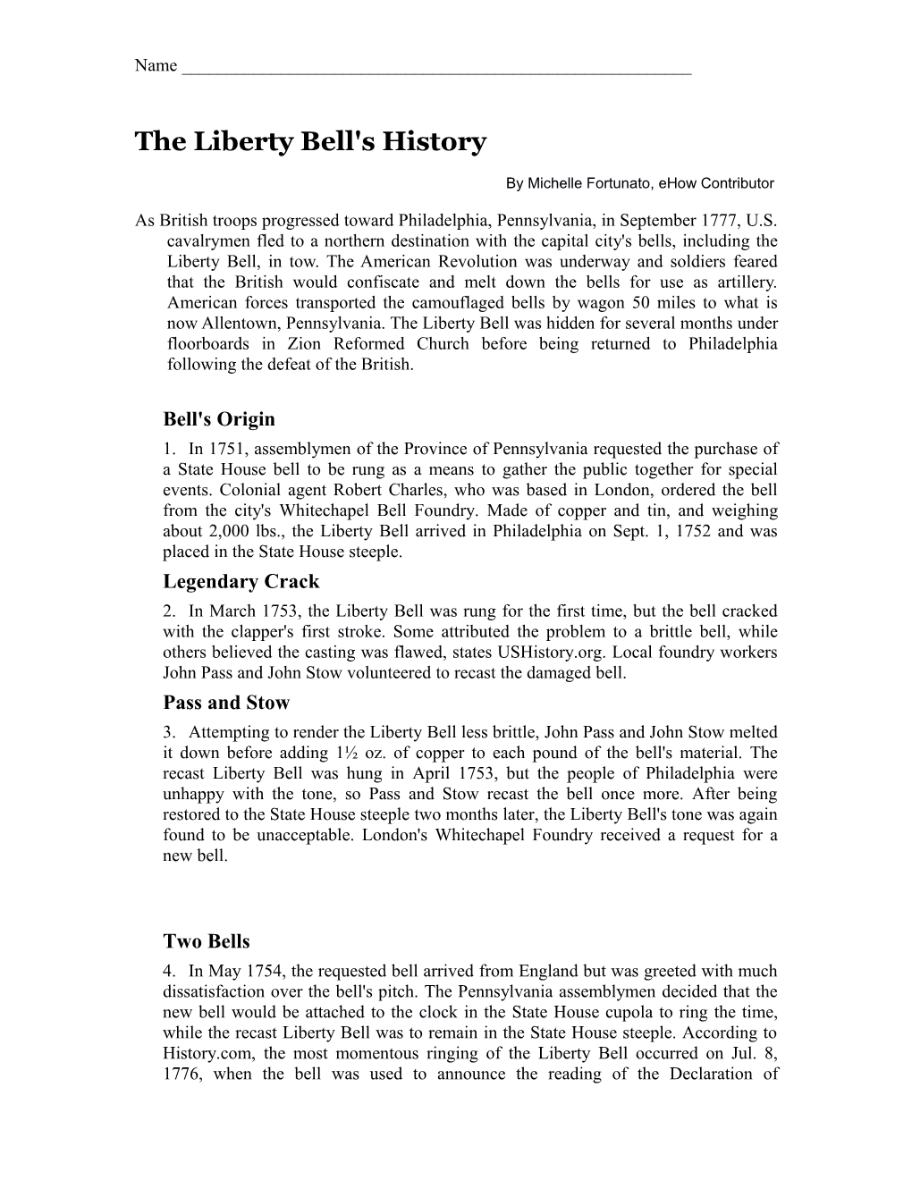 The Liberty Bell's History