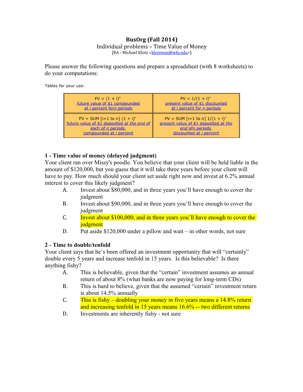 Individual Problems Time Value of Money