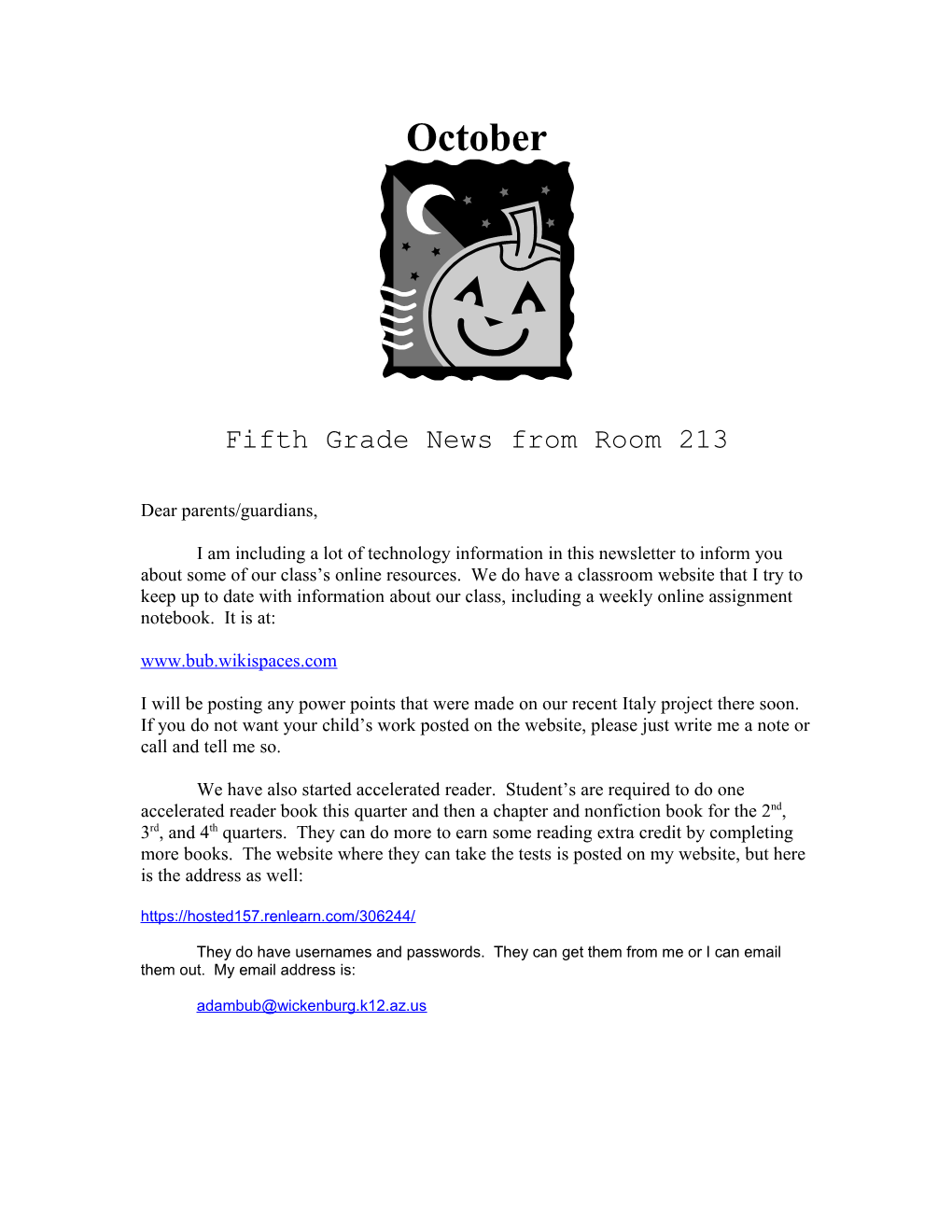 Fifth Grade News from Room 213