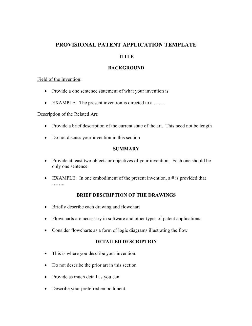 Provisional Patent Application Template