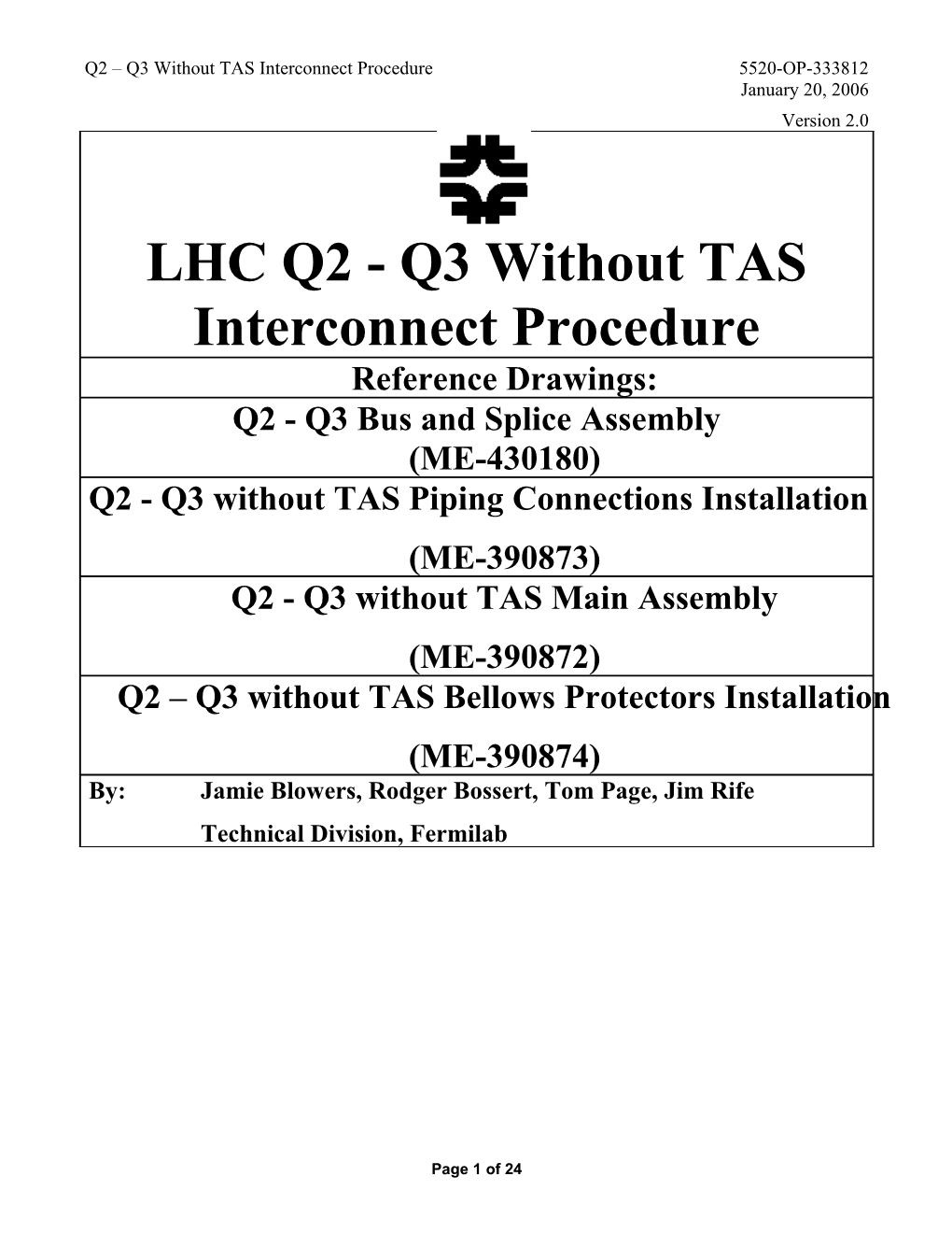 Interconnect Assembly Procedure Draft