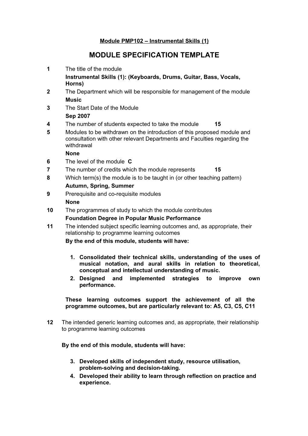 Module PMP102 Instrumental Skills (1)