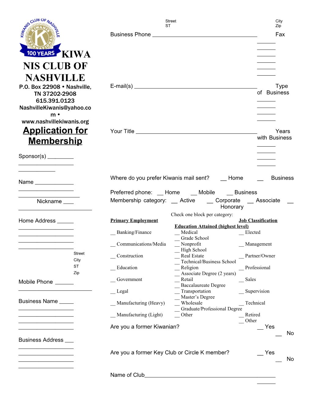 Application for Membership s18