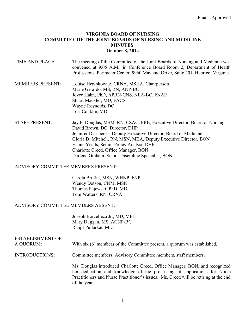 Committee of the Joint Boards of Nursing and Medicine