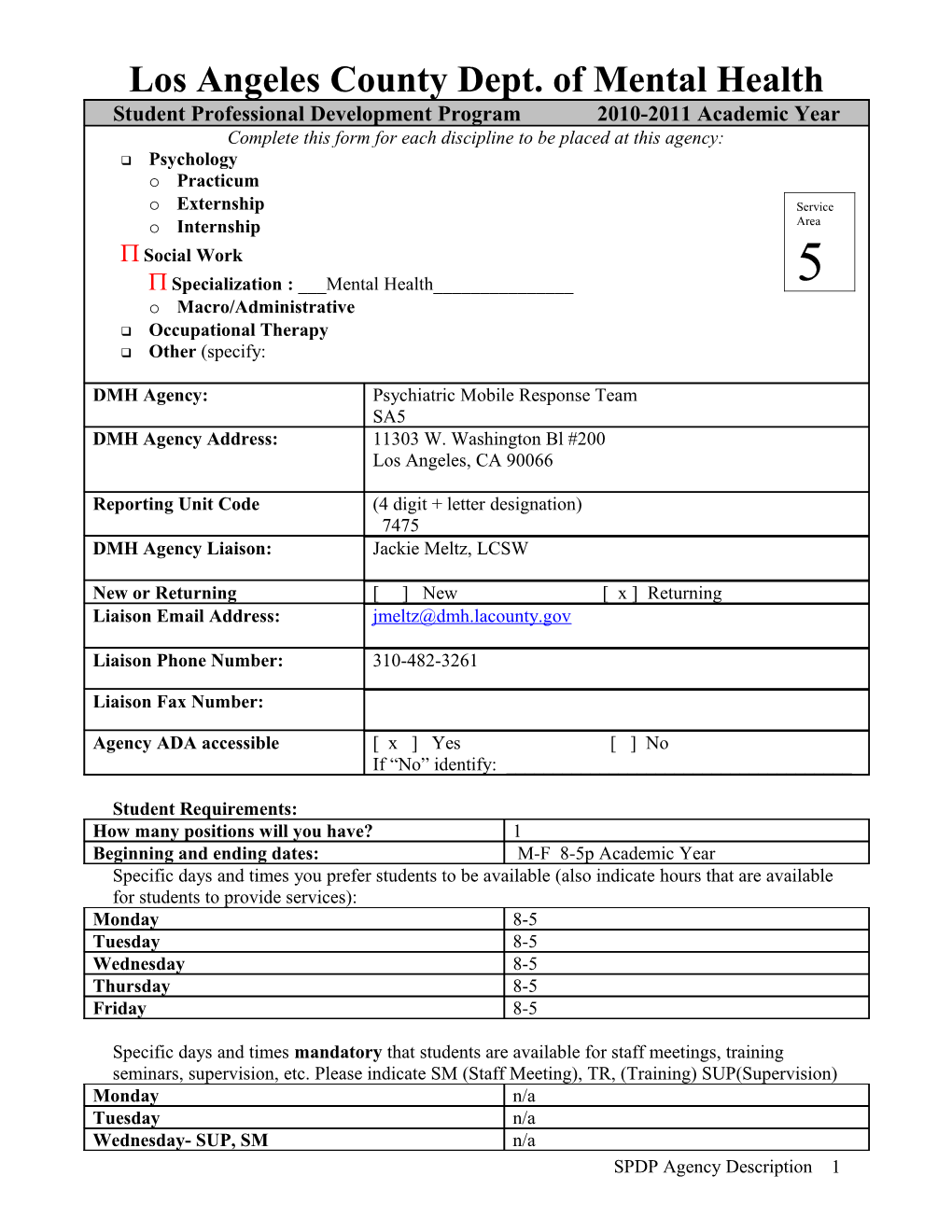 Practicum Agency Information Sheet s2