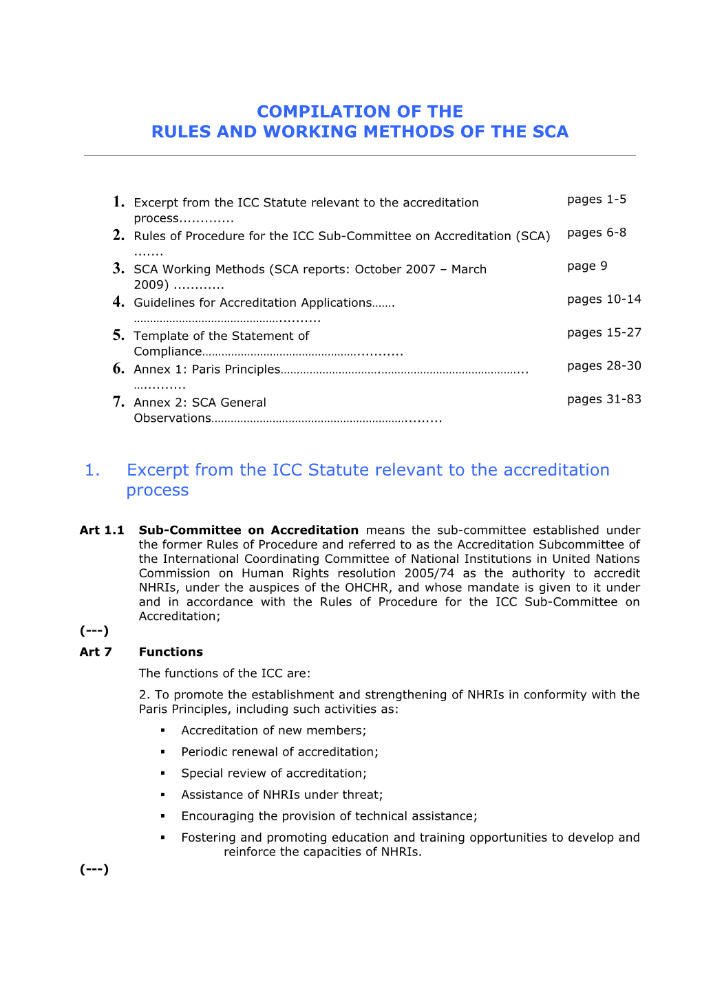 Report and Recommendations of the Sub-Committee on Accreditation