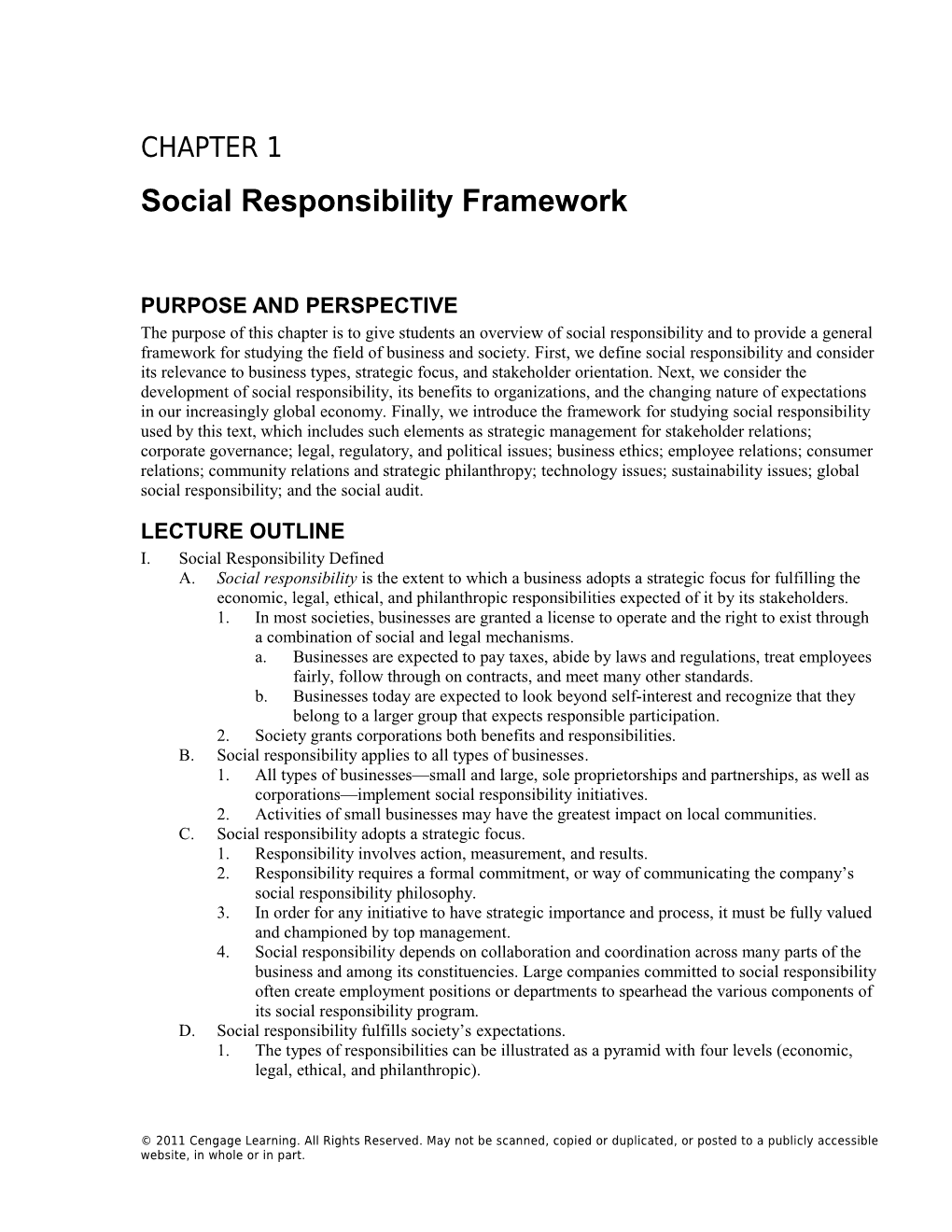 Chapter 1: Social Responsibility Framework 5