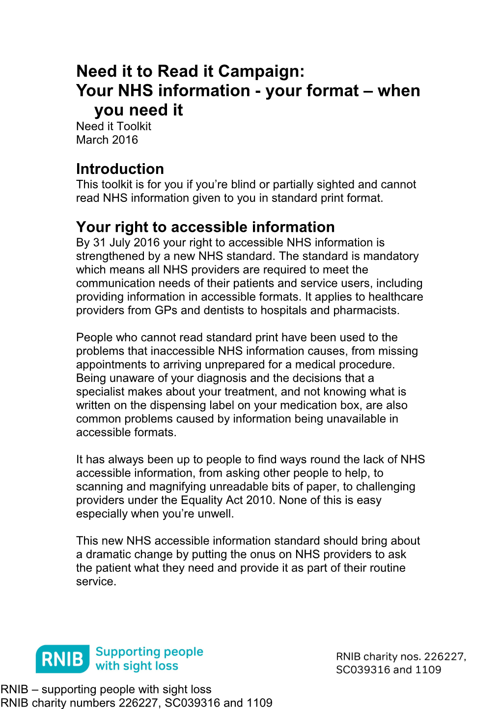 Your NHS Information - Your Format When You Need It